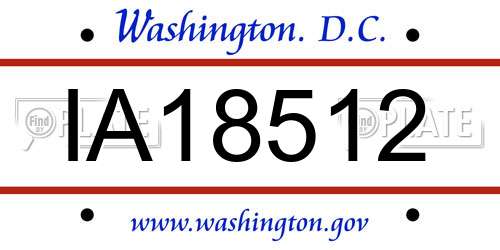 IA18512 District Of Columbia License Plate