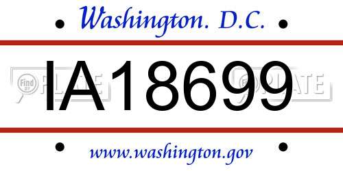 IA18699 District Of Columbia License Plate