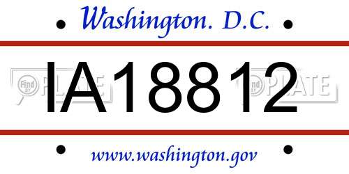 IA18812 District Of Columbia License Plate