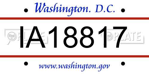 IA18817 District Of Columbia License Plate