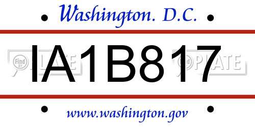 IA1B817 District Of Columbia License Plate