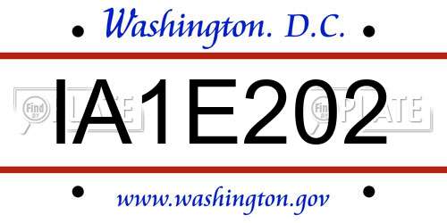 IA1E202 District Of Columbia License Plate