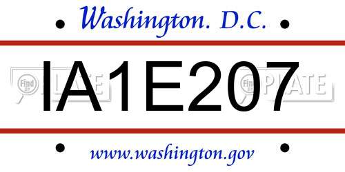 IA1E207 District Of Columbia License Plate