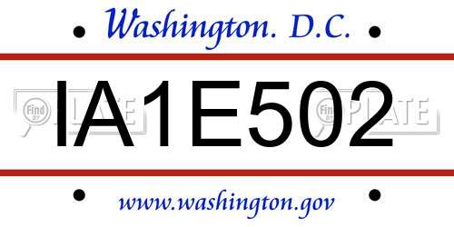 IA1E502 District Of Columbia License Plate