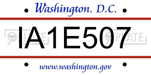 IA1E507 District Of Columbia License Plate