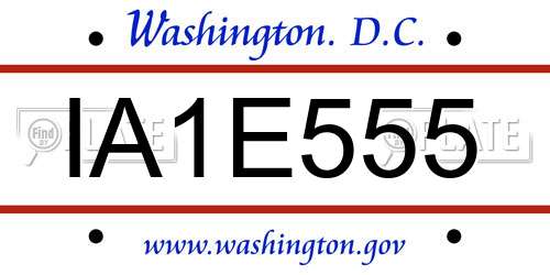 IA1E555 District Of Columbia License Plate