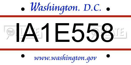 IA1E558 District Of Columbia License Plate