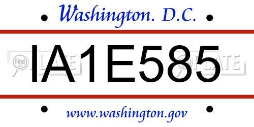 IA1E585 District Of Columbia License Plate