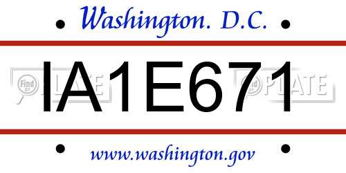 IA1E671 District Of Columbia License Plate