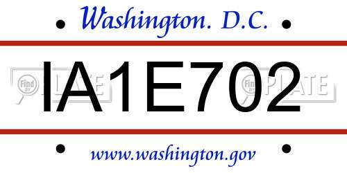 IA1E702 District Of Columbia License Plate