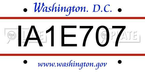 IA1E707 District Of Columbia License Plate