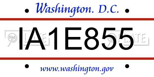 IA1E855 District Of Columbia License Plate