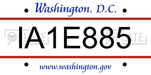 IA1E885 District Of Columbia License Plate