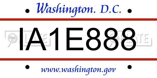 IA1E888 District Of Columbia License Plate