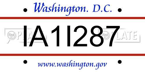 IA1I287 District Of Columbia License Plate