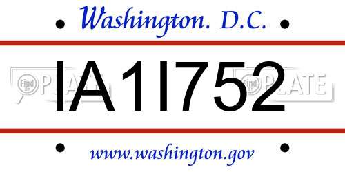 IA1I752 District Of Columbia License Plate