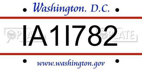 IA1I782 District Of Columbia License Plate