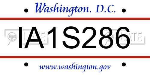 IA1S286 District Of Columbia License Plate