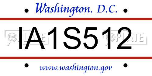 IA1S512 District Of Columbia License Plate
