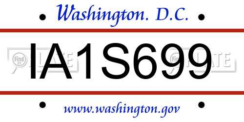 IA1S699 District Of Columbia License Plate
