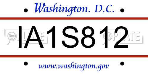 IA1S812 District Of Columbia License Plate