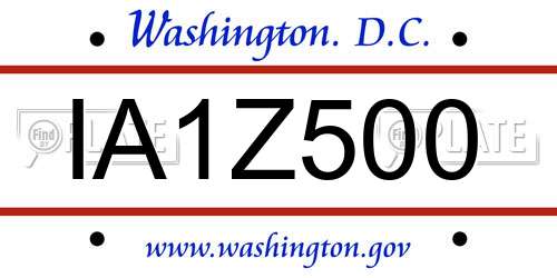 IA1Z500 District Of Columbia License Plate