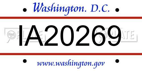 IA20269 District Of Columbia License Plate