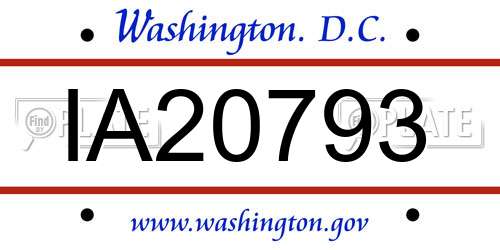 IA20793 District Of Columbia License Plate