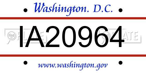 IA20964 District Of Columbia License Plate