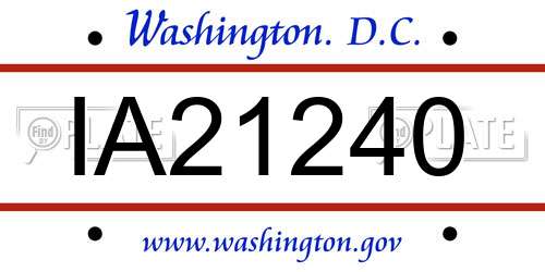 IA21240 District Of Columbia License Plate