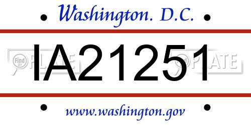 IA21251 District Of Columbia License Plate