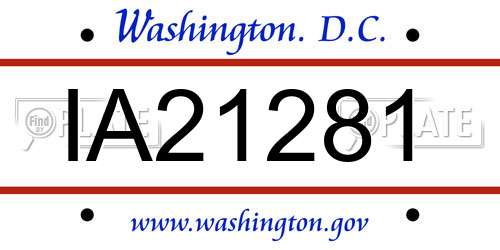 IA21281 District Of Columbia License Plate