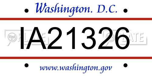IA21326 District Of Columbia License Plate