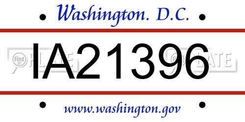 IA21396 District Of Columbia License Plate