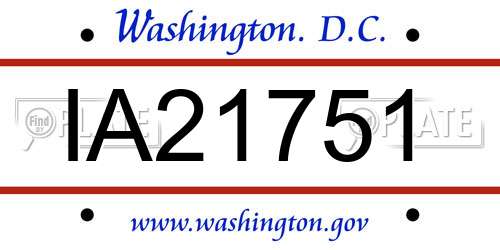 IA21751 District Of Columbia License Plate