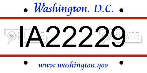 IA22229 District Of Columbia License Plate