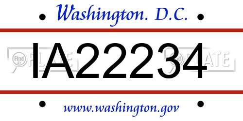 IA22234 District Of Columbia License Plate