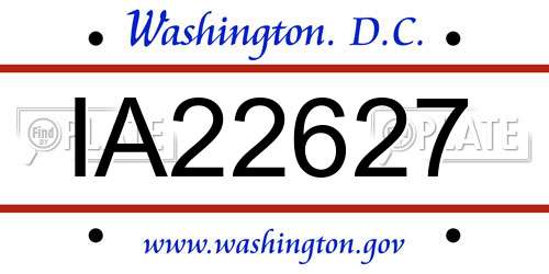 IA22627 District Of Columbia License Plate
