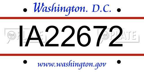 IA22672 District Of Columbia License Plate