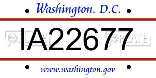 IA22677 District Of Columbia License Plate