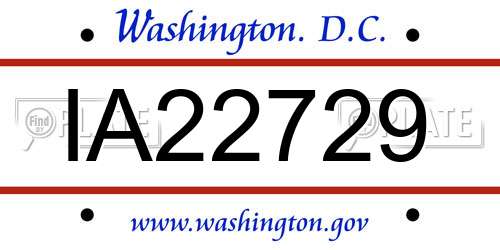 IA22729 District Of Columbia License Plate
