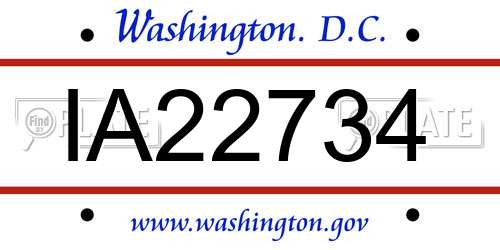 IA22734 District Of Columbia License Plate