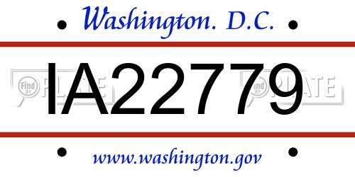 IA22779 District Of Columbia License Plate