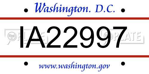 IA22997 District Of Columbia License Plate