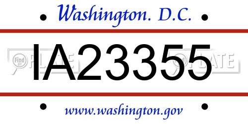 IA23355 District Of Columbia License Plate