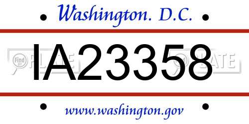 IA23358 District Of Columbia License Plate