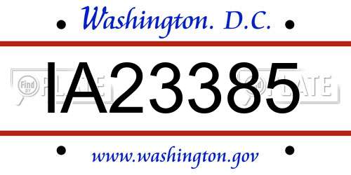 IA23385 District Of Columbia License Plate
