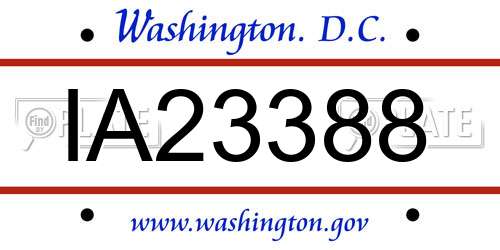 IA23388 District Of Columbia License Plate