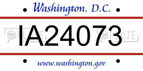 IA24073 District Of Columbia License Plate