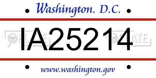 IA25214 District Of Columbia License Plate